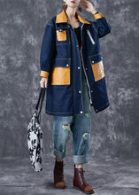 Load image into Gallery viewer, Boho Navy Oversized Patchwork Pockets Denim Coat Outwear Fall