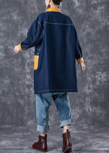 Load image into Gallery viewer, Boho Navy Oversized Patchwork Pockets Denim Coat Outwear Fall