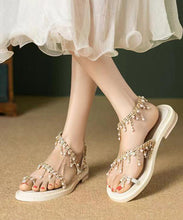 Load image into Gallery viewer, Boho Original Brown Pearl Tassel Splicing Walking Sandals