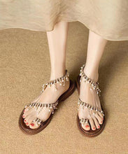 Load image into Gallery viewer, Boho Original Brown Pearl Tassel Splicing Walking Sandals