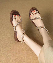 Load image into Gallery viewer, Boho Original Brown Pearl Tassel Splicing Walking Sandals