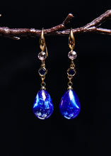 Load image into Gallery viewer, Boho Peacock Blue Water Droplet Gem Stone Drop Earrings