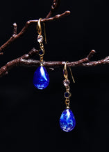 Load image into Gallery viewer, Boho Peacock Blue Water Droplet Gem Stone Drop Earrings