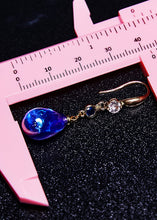 Load image into Gallery viewer, Boho Peacock Blue Water Droplet Gem Stone Drop Earrings