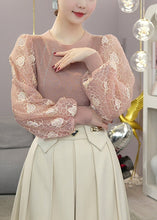 Load image into Gallery viewer, Boho Pink Hollow Out Patchwork Knit Fake Two Piece Shirt Top Fall