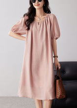 Load image into Gallery viewer, Boho Pink O-Neck Hollow Out Cotton Dresses Summer