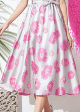 Load image into Gallery viewer, Boho Pink Ruffled Tie Waist Silk Long Dresses Summer