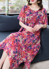 Load image into Gallery viewer, Boho Purple Print Asymmetrical Design Patchwork Chiffon Dresses Summer