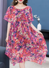 Load image into Gallery viewer, Boho Purple Print Asymmetrical Design Patchwork Chiffon Dresses Summer