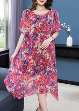 Load image into Gallery viewer, Boho Purple Print Asymmetrical Design Patchwork Chiffon Dresses Summer