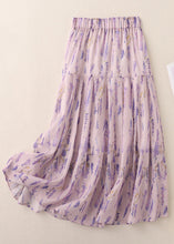 Load image into Gallery viewer, Boho Purple Print Elastic Waist Cotton Skirt Summer