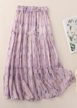 Load image into Gallery viewer, Boho Purple Print Elastic Waist Cotton Skirt Summer