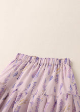 Load image into Gallery viewer, Boho Purple Print Elastic Waist Cotton Skirt Summer