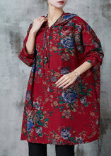 Load image into Gallery viewer, Boho Red Oversized Print Cotton Loose Sweatshirts Dress Spring