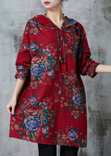 Load image into Gallery viewer, Boho Red Oversized Print Cotton Loose Sweatshirts Dress Spring