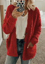 Load image into Gallery viewer, Boho Red Pockets Button Woolen Loose Coat Fall