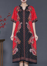 Load image into Gallery viewer, Boho Red V Neck Print Chiffon Holiday Dresses Summer