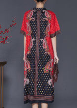 Load image into Gallery viewer, Boho Red V Neck Print Chiffon Holiday Dresses Summer