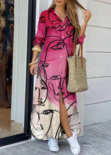 Load image into Gallery viewer, Boho Rose Peter Pan Collar Print Party Maxi Shirts Dress Long Sleeve