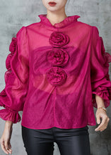 Load image into Gallery viewer, Boho Rose Stereoscopic Floral Chiffon Top Spring