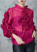 Load image into Gallery viewer, Boho Rose Stereoscopic Floral Chiffon Top Spring