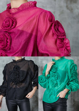 Load image into Gallery viewer, Boho Rose Stereoscopic Floral Chiffon Top Spring