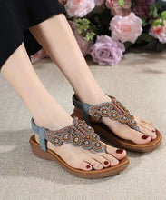 Load image into Gallery viewer, Boho Splicing Wedge Black Zircon Flat Sandals