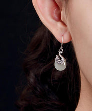 Load image into Gallery viewer, Boho Sterling Silver Legendary Phoenix Jade Drop Earrings