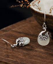 Load image into Gallery viewer, Boho Sterling Silver Legendary Phoenix Jade Drop Earrings