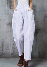 Load image into Gallery viewer, Boho White Elastic Waist Cotton Harem Pants Spring