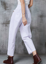 Load image into Gallery viewer, Boho White Elastic Waist Cotton Harem Pants Spring