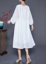 Load image into Gallery viewer, Boho White Embroidered Oversized Cotton Dress Lantern Sleeve