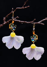 Load image into Gallery viewer, Boho White Ginkgo Leaf Gilding Drop Earrings