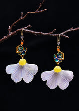 Load image into Gallery viewer, Boho White Ginkgo Leaf Gilding Drop Earrings