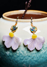 Load image into Gallery viewer, Boho White Ginkgo Leaf Gilding Drop Earrings