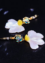 Load image into Gallery viewer, Boho White Ginkgo Leaf Gilding Drop Earrings