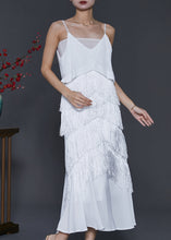 Load image into Gallery viewer, Boho White Tasseled Chiffon Sundress Summer