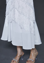 Load image into Gallery viewer, Boho White Tasseled Chiffon Sundress Summer