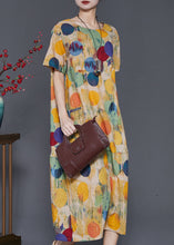 Load image into Gallery viewer, Boho Yellow O-Neck Print Cotton Long Dresses Summer