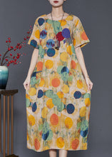 Load image into Gallery viewer, Boho Yellow O-Neck Print Cotton Long Dresses Summer