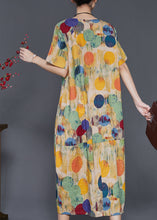 Load image into Gallery viewer, Boho Yellow O-Neck Print Cotton Long Dresses Summer