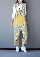 Load image into Gallery viewer, Boho Yellow Patchwork Print Denim Jumpsuit Spring