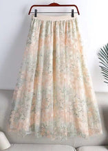 Load image into Gallery viewer, Boutique Apricot Embroidered Elastic Waist Tulle Skirts Spring