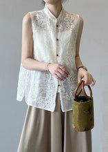 Load image into Gallery viewer, Boutique Beige Stand Collar Embroidered Tulle Waistcoat Summer