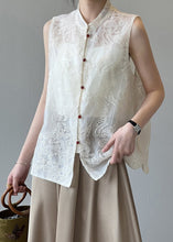 Load image into Gallery viewer, Boutique Beige Stand Collar Embroidered Tulle Waistcoat Summer