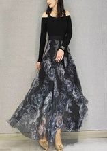 Load image into Gallery viewer, Boutique Black Elastic Waist Exra Large Hem Tulle Skirt Spring