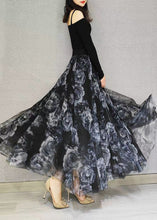 Load image into Gallery viewer, Boutique Black Elastic Waist Exra Large Hem Tulle Skirt Spring