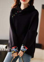 Load image into Gallery viewer, Boutique Black Hooded Embroidered Warm Fleece Sweatshirts Top Spring