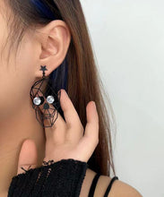 Load image into Gallery viewer, Boutique Black Metal Zircon Human Skeleton Hollowing Out Drop Earrings