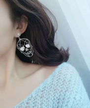 Load image into Gallery viewer, Boutique Black Metal Zircon Human Skeleton Hollowing Out Drop Earrings